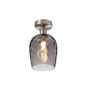 DK1160  Cawdor Flush Fitting, 1 Light E27, Satin Nickel/Smoke Wine Glass